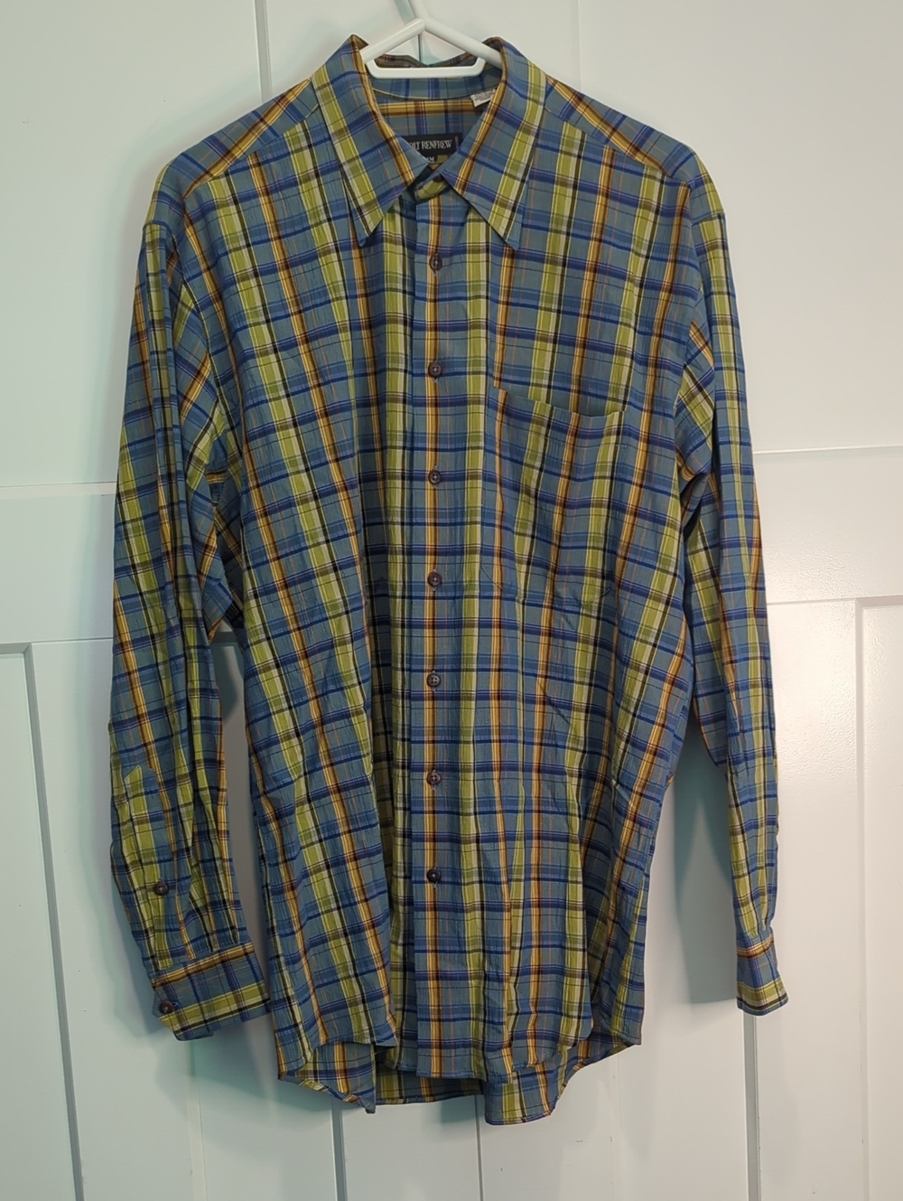Holt Renfrew Men's Long-Sleeve Plaid Button-Up Shirt - Blue & Yellow Size M